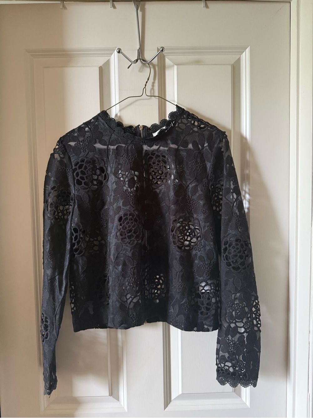 Endless Rose Black Floral Lace Long-Sleeve Top